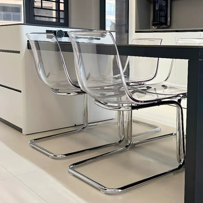 Chaises de salle à manger modernes en acrylique sans accoudoirs et à dossier plein