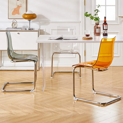 Chaise de salle à manger moderne sans accoudoirs en plastique et acrylique