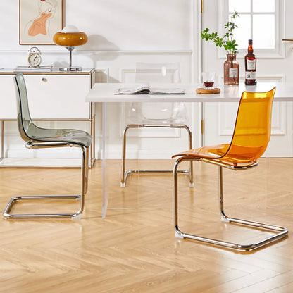 Chaise de salle à manger moderne sans accoudoirs en plastique et acrylique