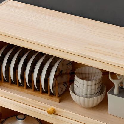vaisselier de cuisine en bois naturel à plusieurs étagères