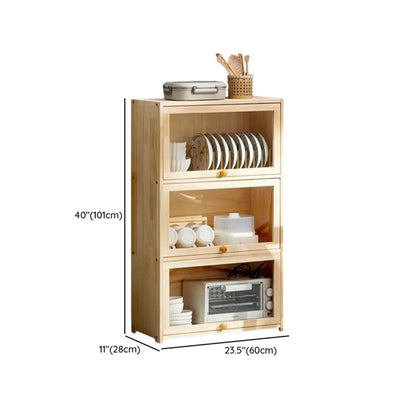 vaisselier de cuisine en bois naturel à plusieurs étagères