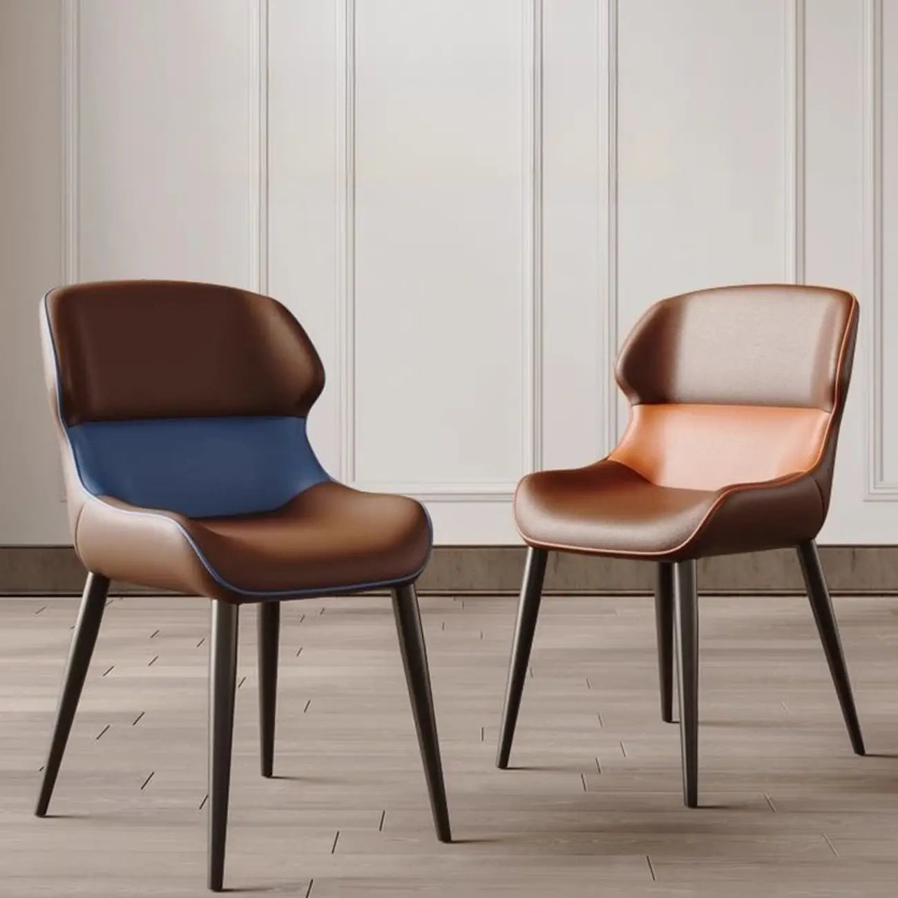 Chaise de salle à manger moderne à dossier haut en similicuir