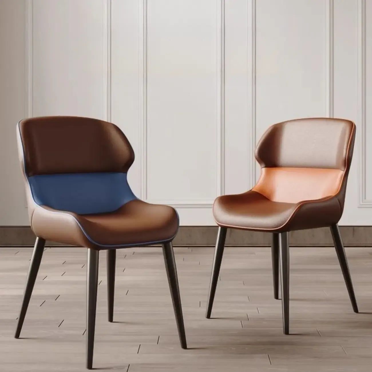 Chaise de salle à manger moderne à dossier haut en similicuir