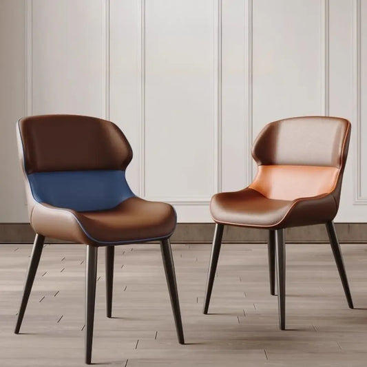 Chaise de salle à manger moderne à dossier haut en similicuir