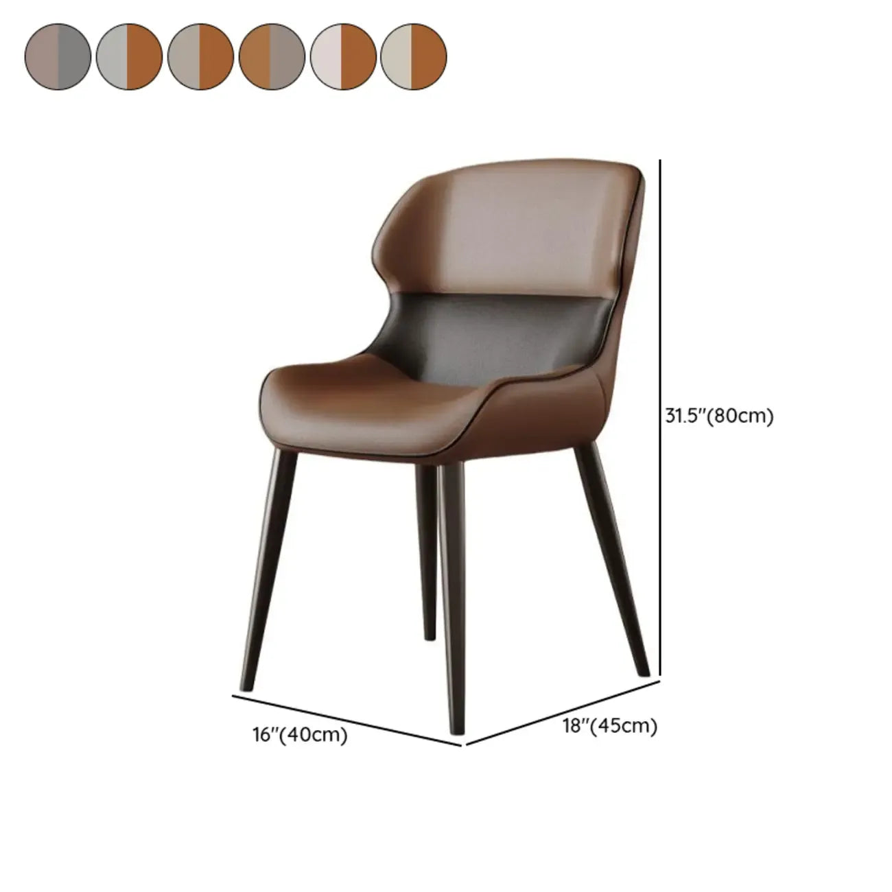 Chaise de salle à manger moderne à dossier haut en similicuir