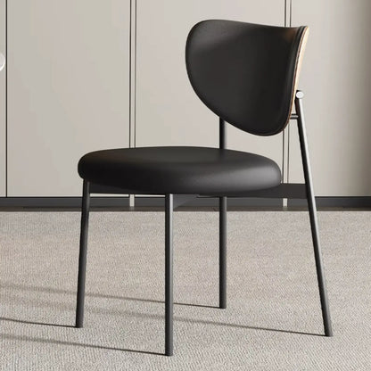 Chaises de salle à manger en cuir à dossier incurvé, style moderne du milieu du siècle