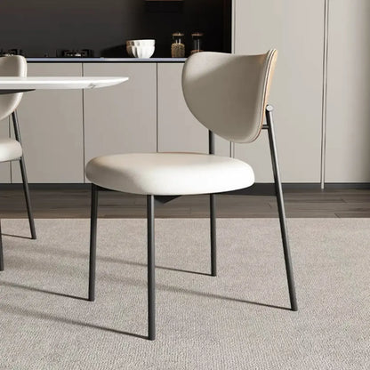 Chaises de salle à manger en cuir à dossier incurvé, style moderne du milieu du siècle