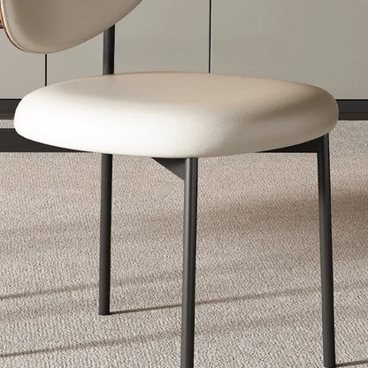 Chaises de salle à manger en cuir à dossier incurvé, style moderne du milieu du siècle
