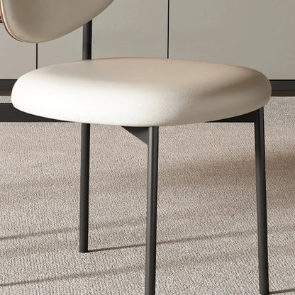 Chaises de salle à manger en cuir à dossier incurvé, style moderne du milieu du siècle