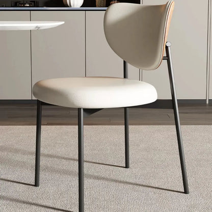 Chaises de salle à manger en cuir à dossier incurvé, style moderne du milieu du siècle