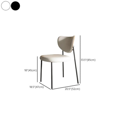 Chaises de salle à manger en cuir à dossier incurvé, style moderne du milieu du siècle