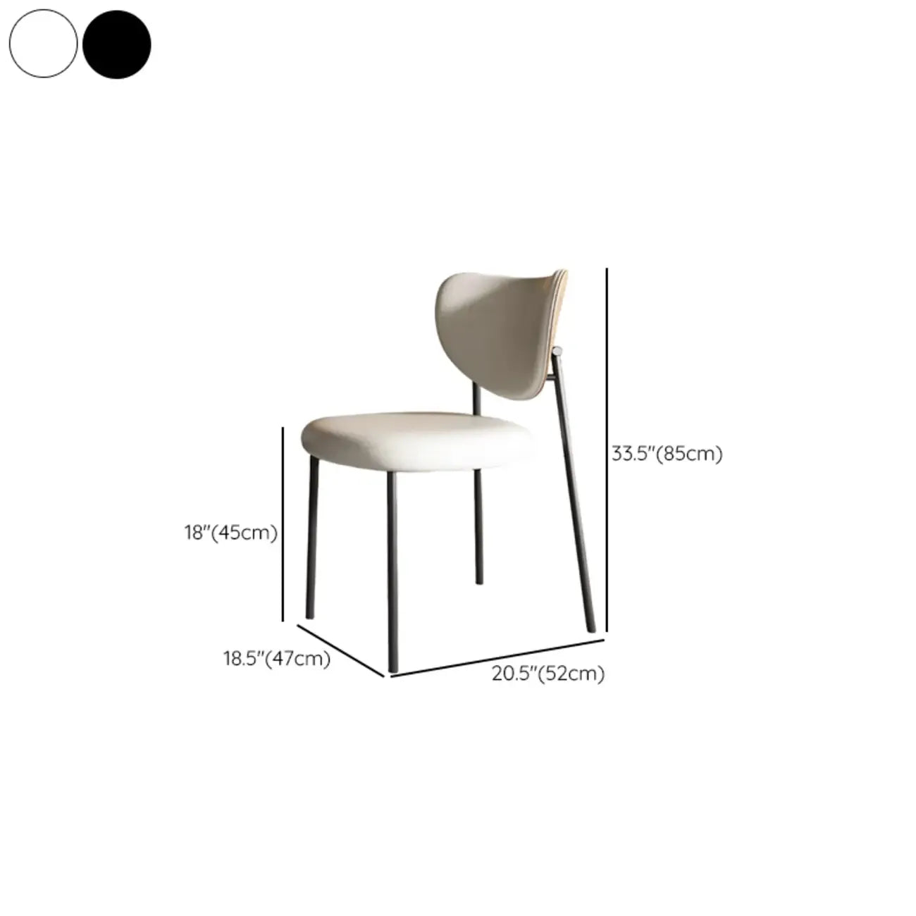 Chaises de salle à manger en cuir à dossier incurvé, style moderne du milieu du siècle