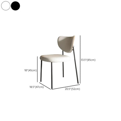Chaises de salle à manger en cuir à dossier incurvé, style moderne du milieu du siècle