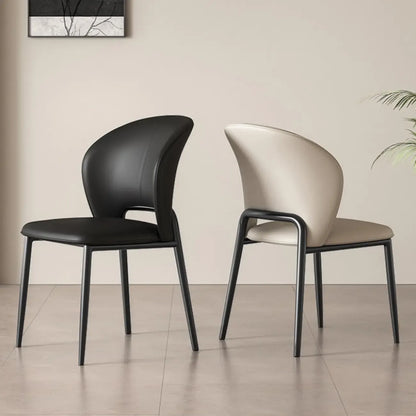 Chaise de salle à manger moderne en similicuir à dossier bas incurvé