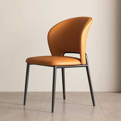 Chaise de salle à manger moderne en similicuir à dossier bas incurvé