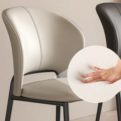 Chaise de salle à manger moderne en similicuir à dossier bas incurvé