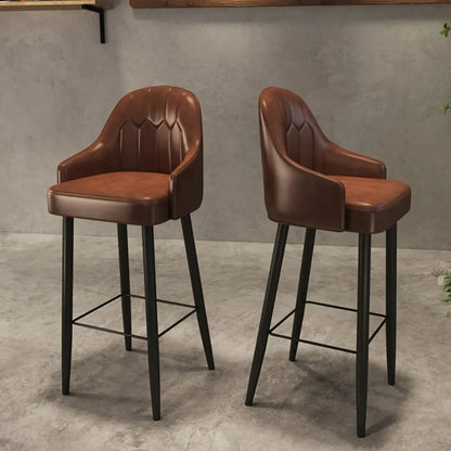 Tabourets de bar en cuir marron selle de style moderne du milieu du siècle