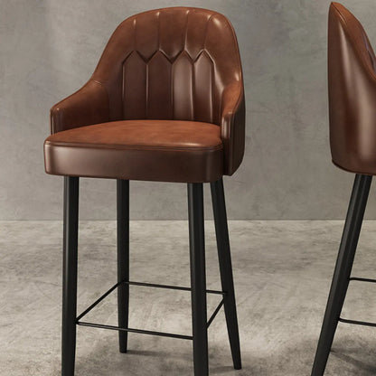 Tabourets de bar en cuir marron selle de style moderne du milieu du siècle