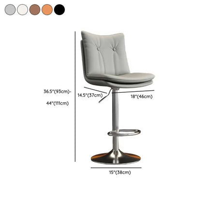Tabourets de bar pivotants en cuir à dossier bas réglable avec repose-pieds