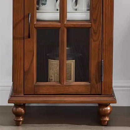 Petit vaisselier traditionnel en bois brun