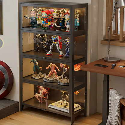 Vitrine moderne sur pied à 5 niveaux avec couvercle rabattable