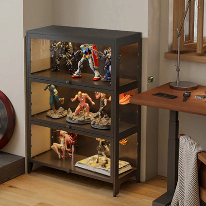 Vitrine moderne sur pied à 5 niveaux avec couvercle rabattable