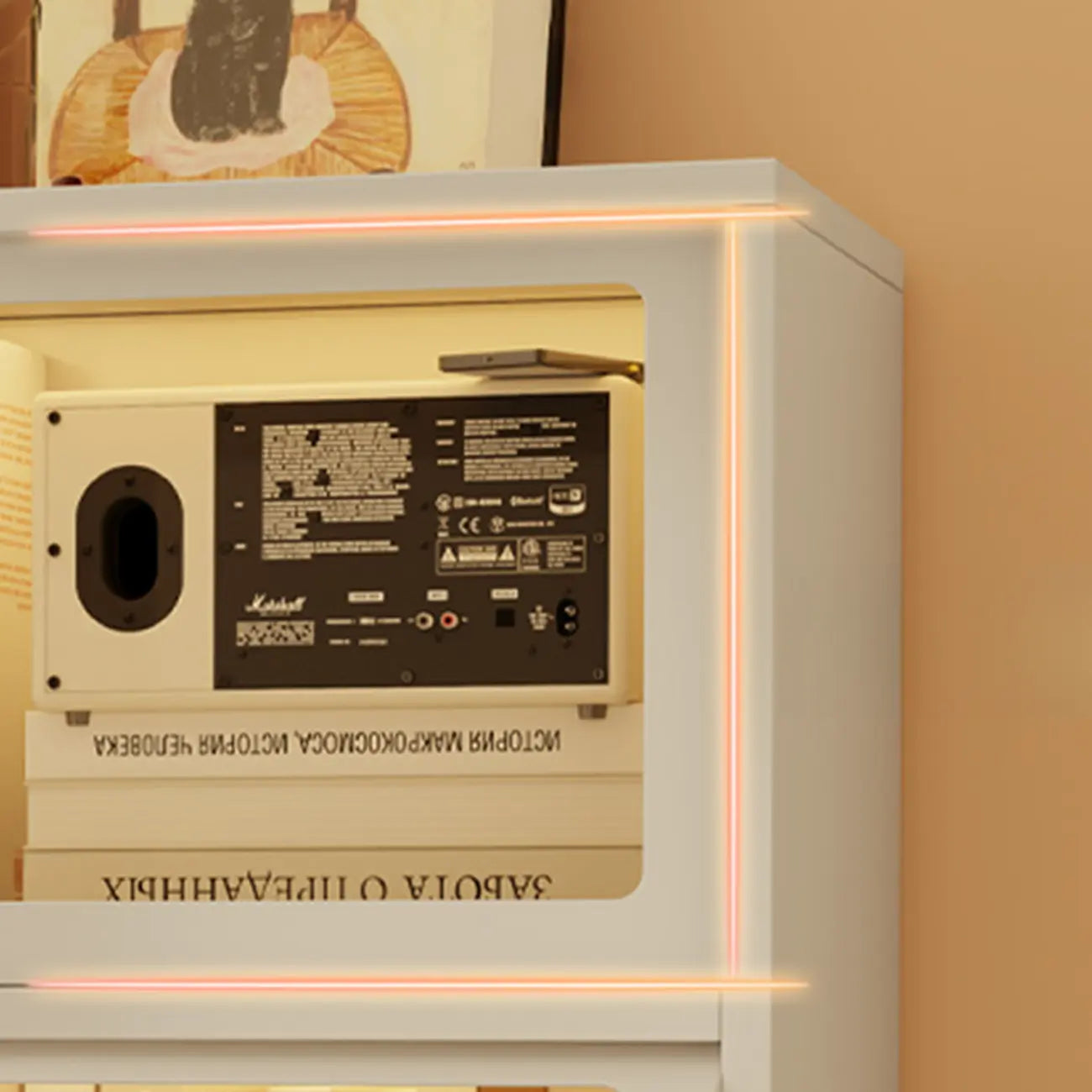 Vitrine moderne sur pied à 5 niveaux avec couvercle rabattable