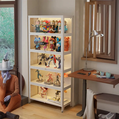 Vitrine moderne sur pied à 5 niveaux avec couvercle rabattable