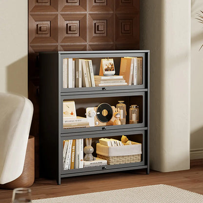 Vitrine moderne sur pied à 5 niveaux avec couvercle rabattable