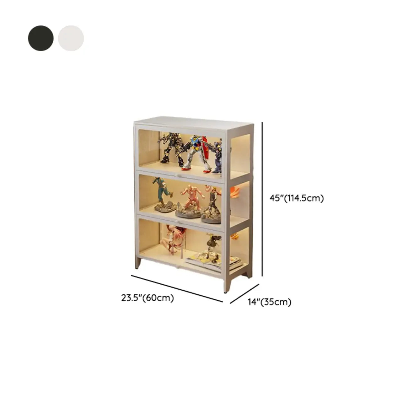 Vitrine moderne sur pied à 5 niveaux avec couvercle rabattable