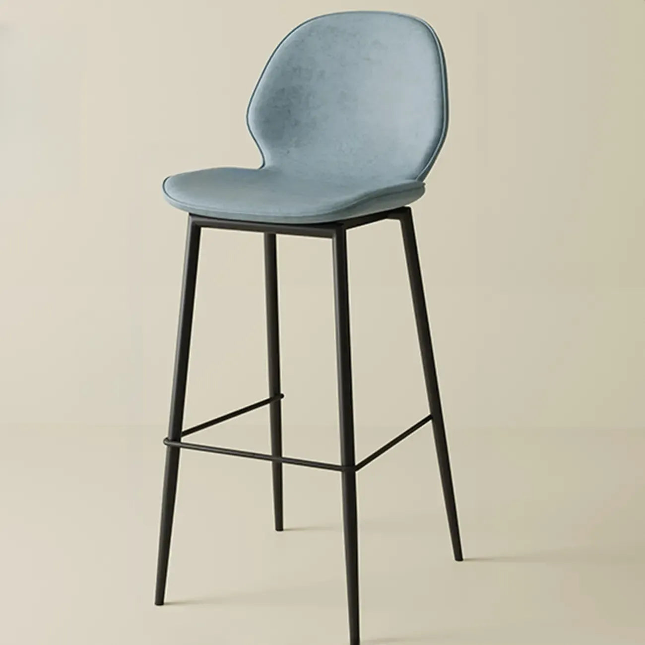 Tabourets de bar en cuir à dossier bas orange selle