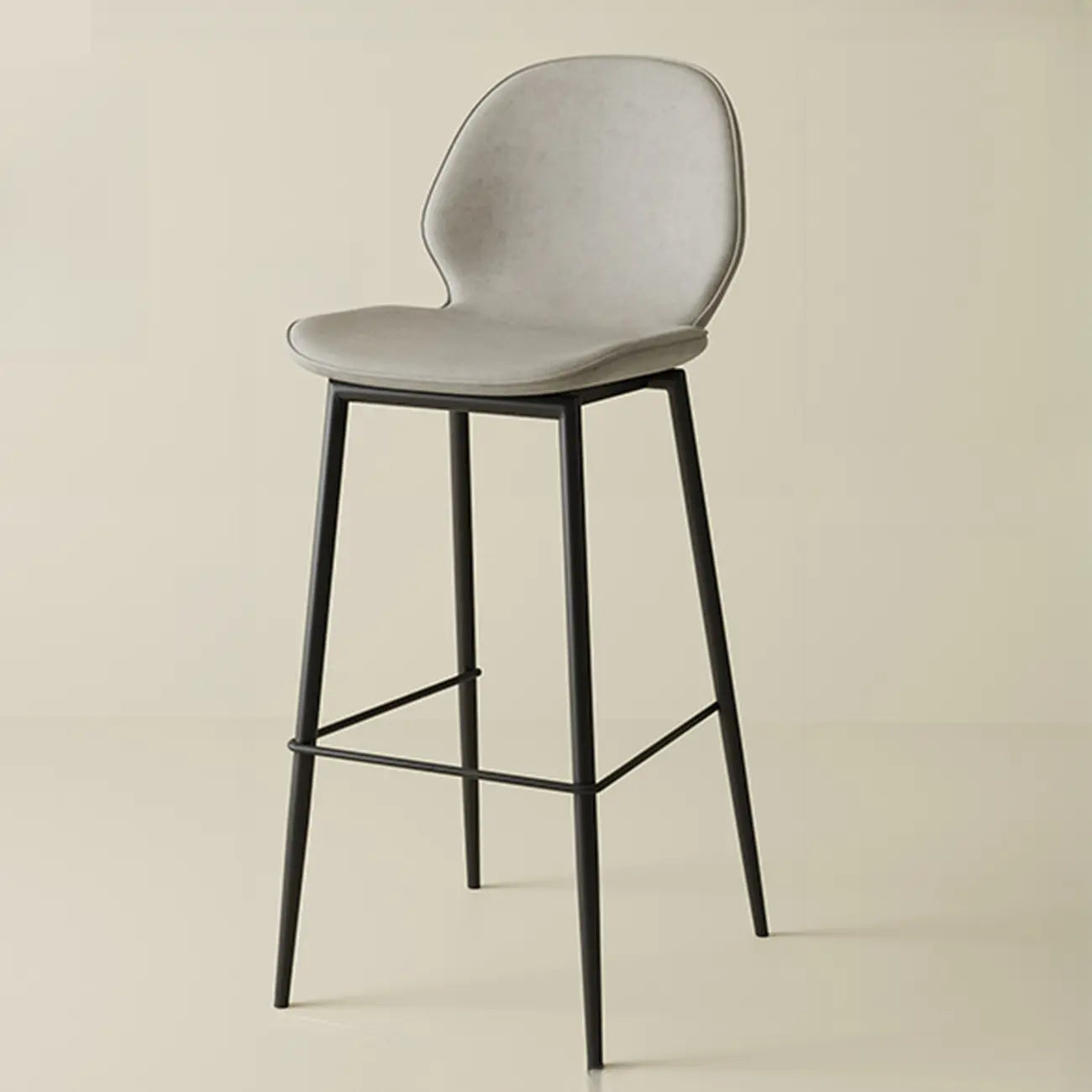 Tabourets de bar en cuir à dossier bas orange selle
