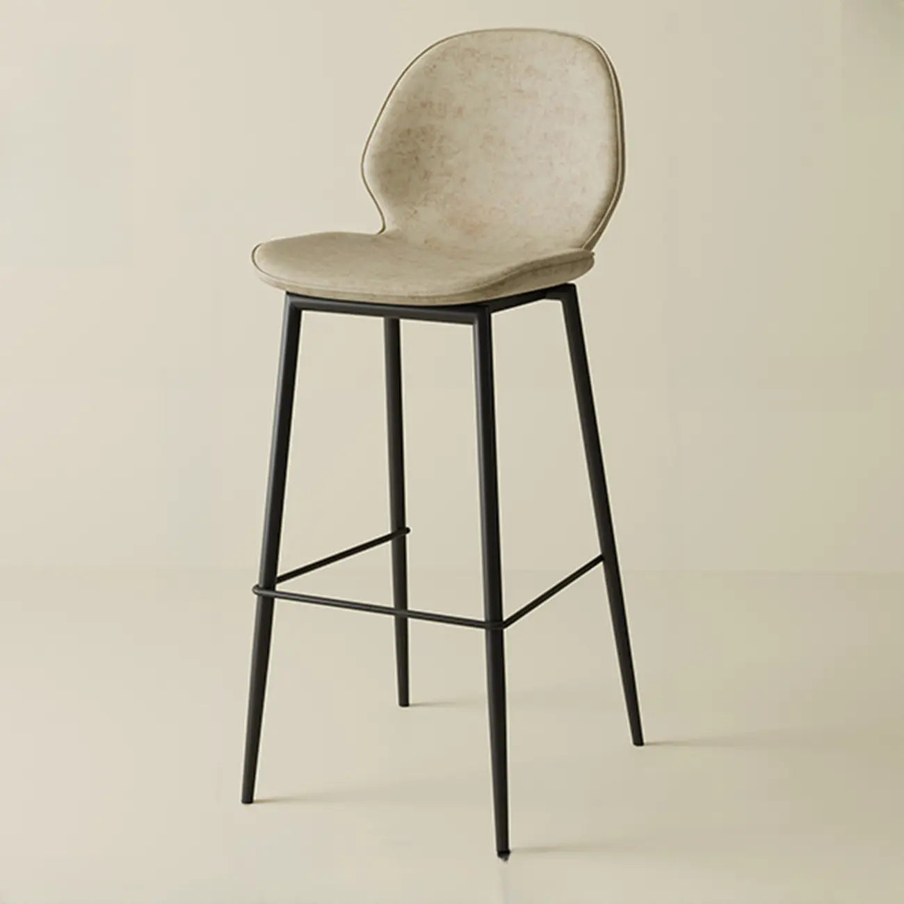 Tabourets de bar en cuir à dossier bas orange selle