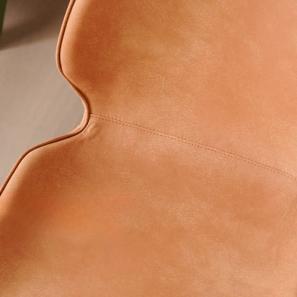 Tabourets de bar en cuir à dossier bas orange selle