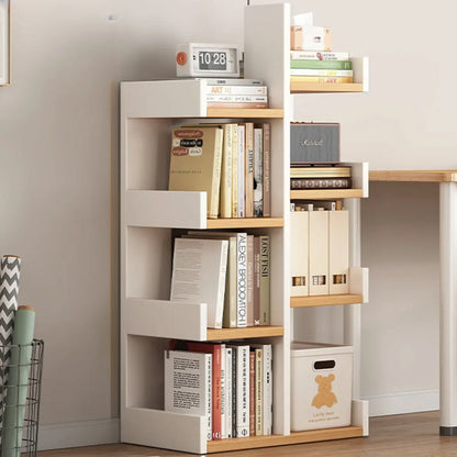 Bibliothèque moderne à 9 étagères en bois blanc avec dos ouvert