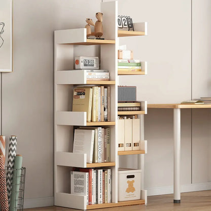 Bibliothèque moderne à 9 étagères en bois blanc avec dos ouvert