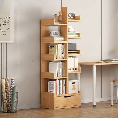 Bibliothèque moderne à 9 étagères en bois blanc avec dos ouvert