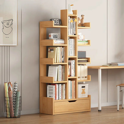 Bibliothèque moderne à 9 étagères en bois blanc avec dos ouvert