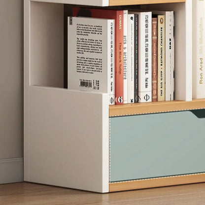 Bibliothèque moderne à 9 étagères en bois blanc avec dos ouvert