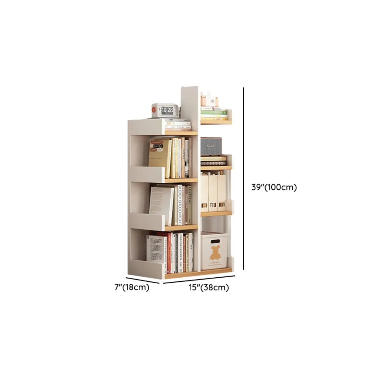 Bibliothèque moderne à 9 étagères en bois blanc avec dos ouvert