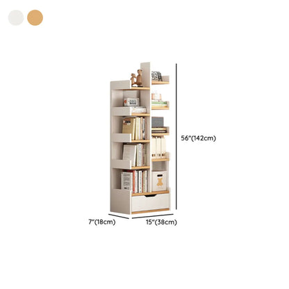 Bibliothèque moderne à 9 étagères en bois blanc avec dos ouvert