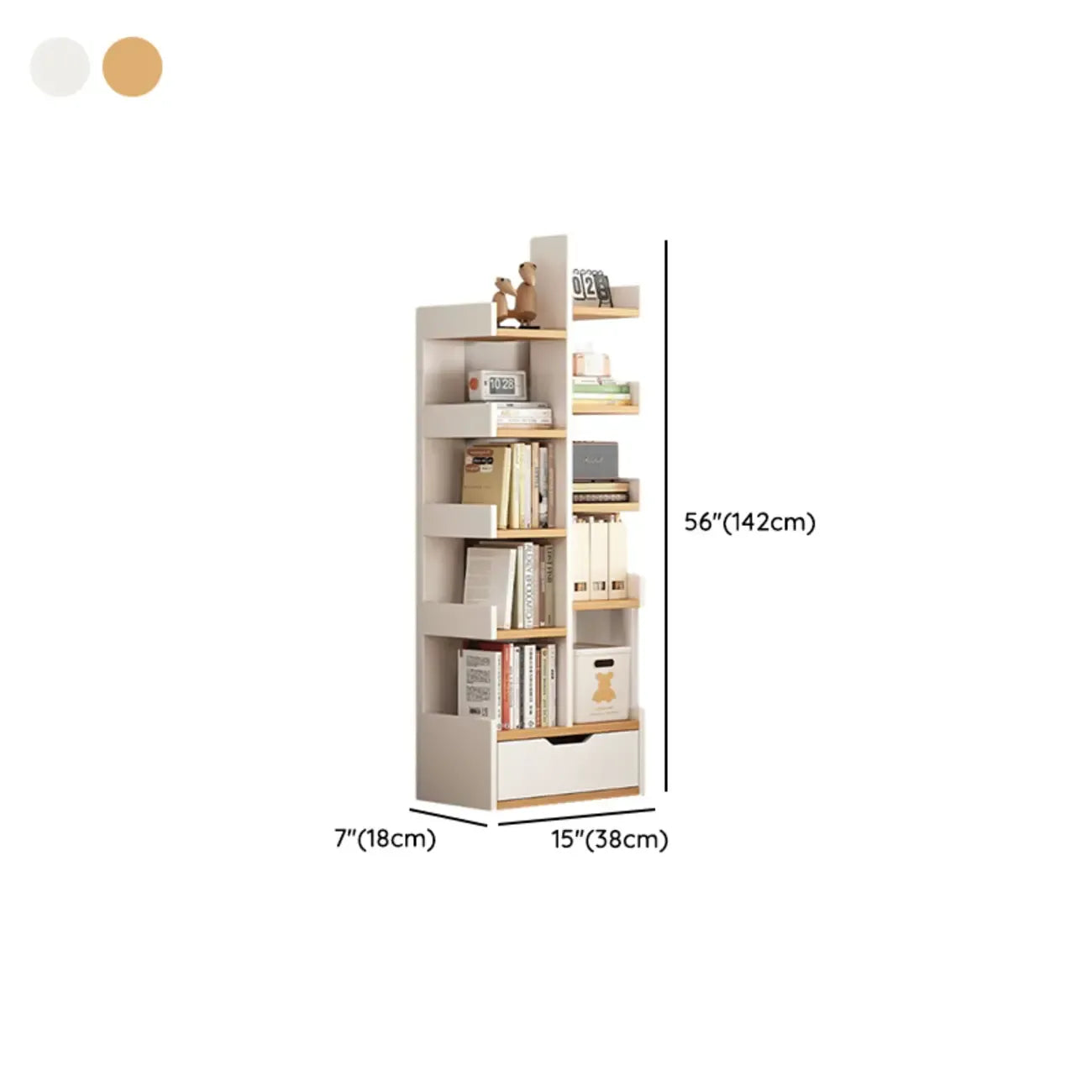 Bibliothèque moderne à 9 étagères en bois blanc avec dos ouvert