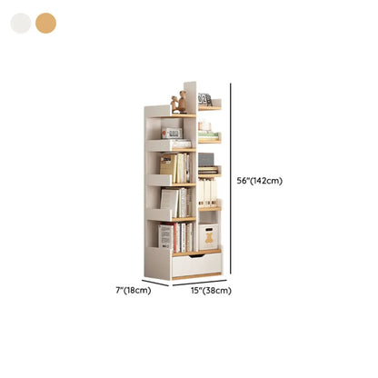 Bibliothèque moderne à 9 étagères en bois blanc avec dos ouvert