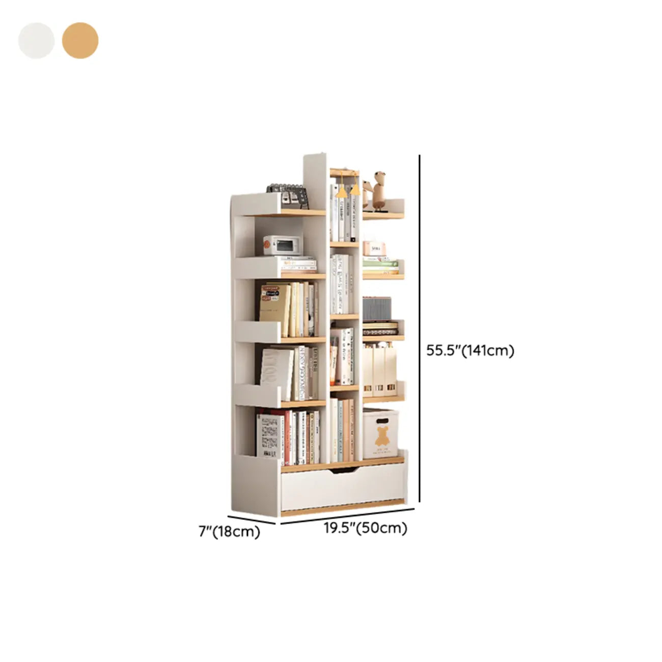 Bibliothèque moderne à 9 étagères en bois blanc avec dos ouvert