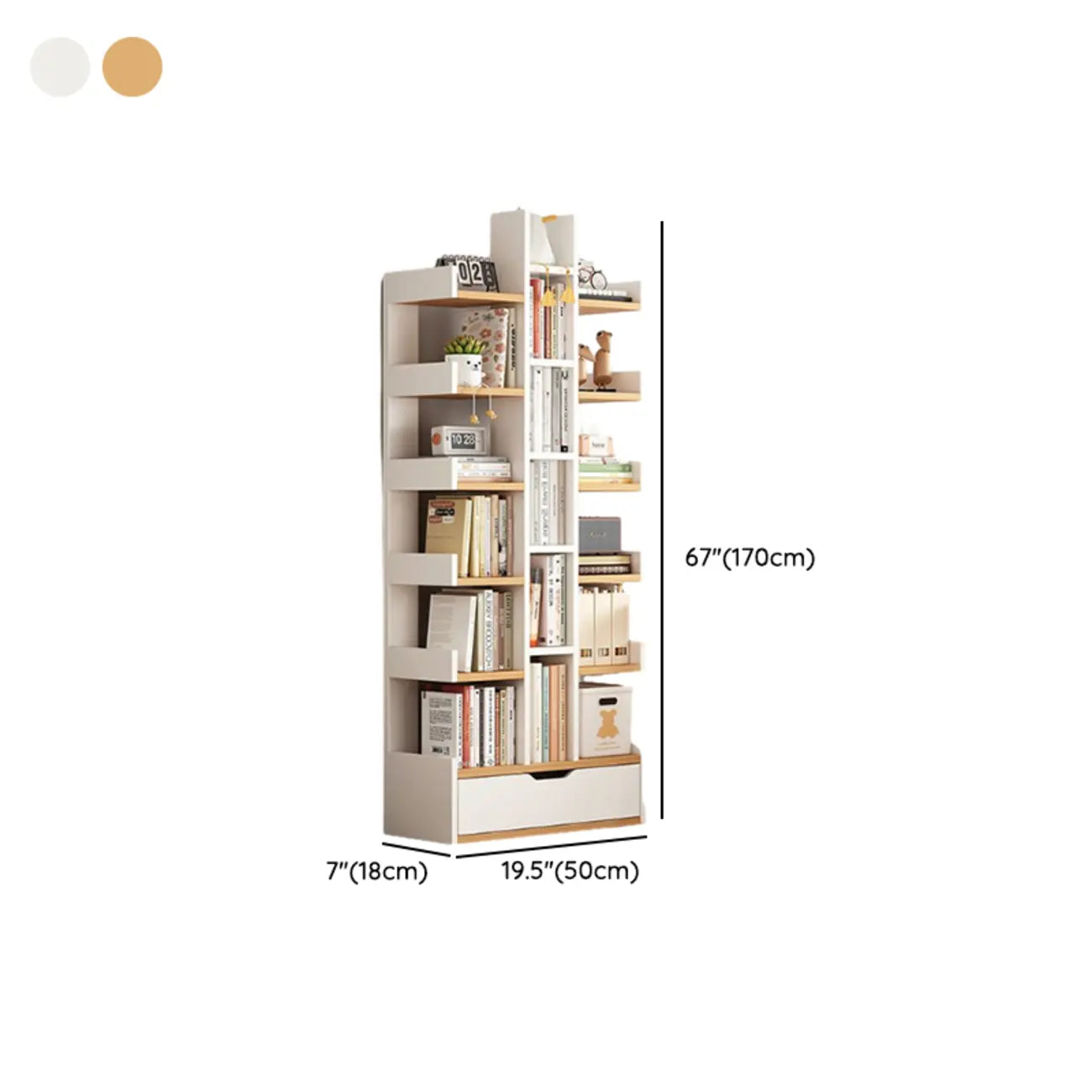 Bibliothèque moderne à 9 étagères en bois blanc avec dos ouvert
