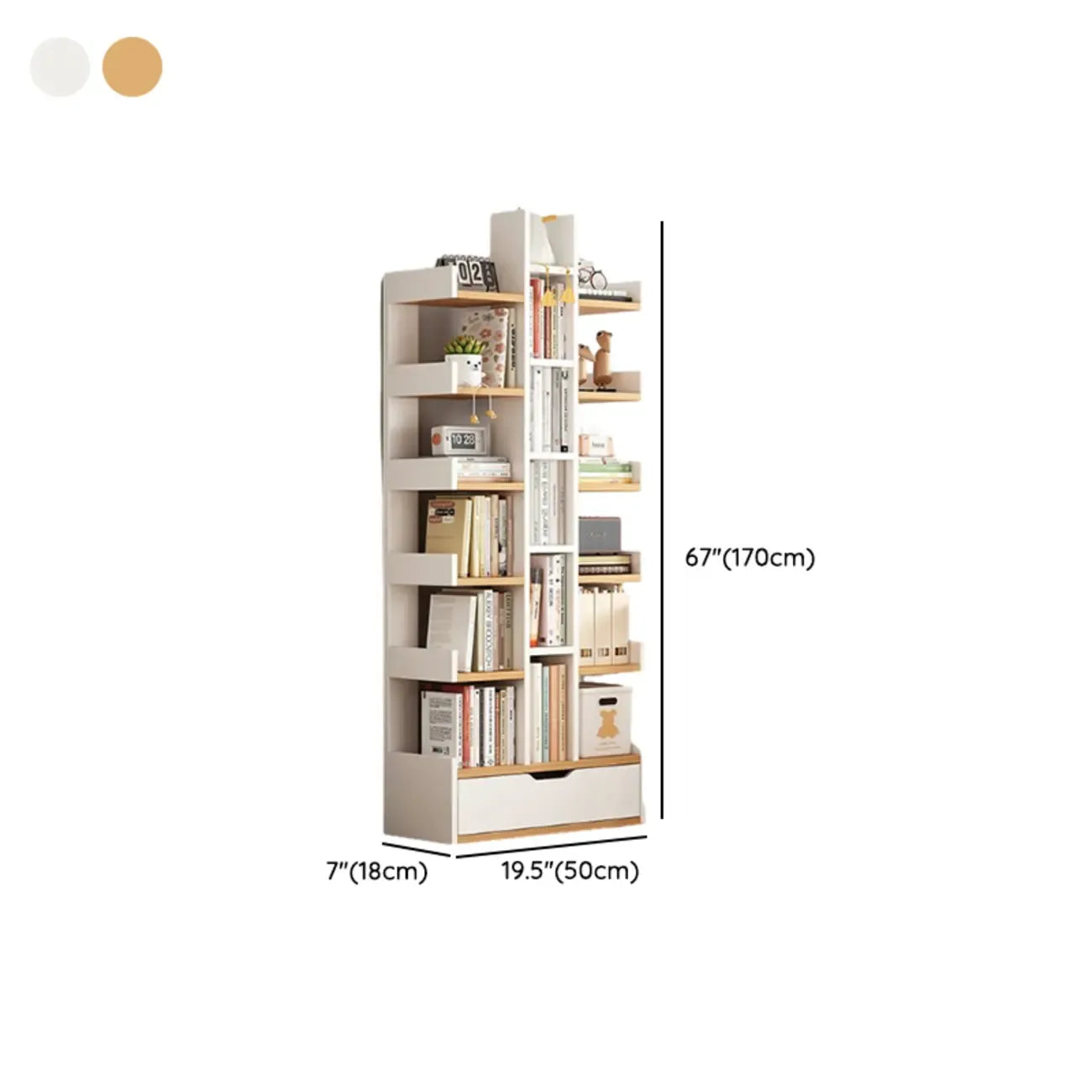 Bibliothèque moderne à 9 étagères en bois blanc avec dos ouvert