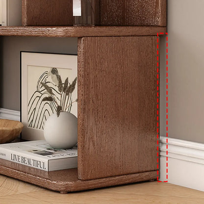 Bibliothèque en bois à six niveaux, à dos ouvert, style milieu du siècle