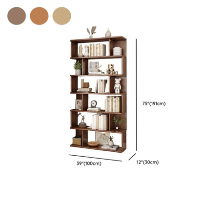 Bibliothèque en bois à six niveaux, à dos ouvert, style milieu du siècle