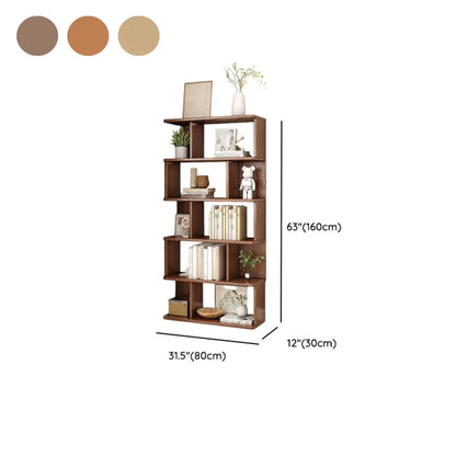 Bibliothèque en bois à six niveaux, à dos ouvert, style milieu du siècle