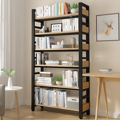 Bibliothèque autoportante simple à plusieurs niveaux en bois avec cadre en acier